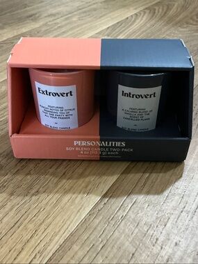 Extrovert & Introvert Scented Soy Candle Two-Pack (Coral & Charcoal)